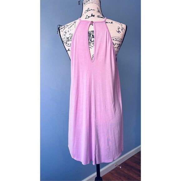 CY Fashion Women’s Large Crochet High Neck Pink Asymmetrical Sleeveless Top - Picture 7 of 7